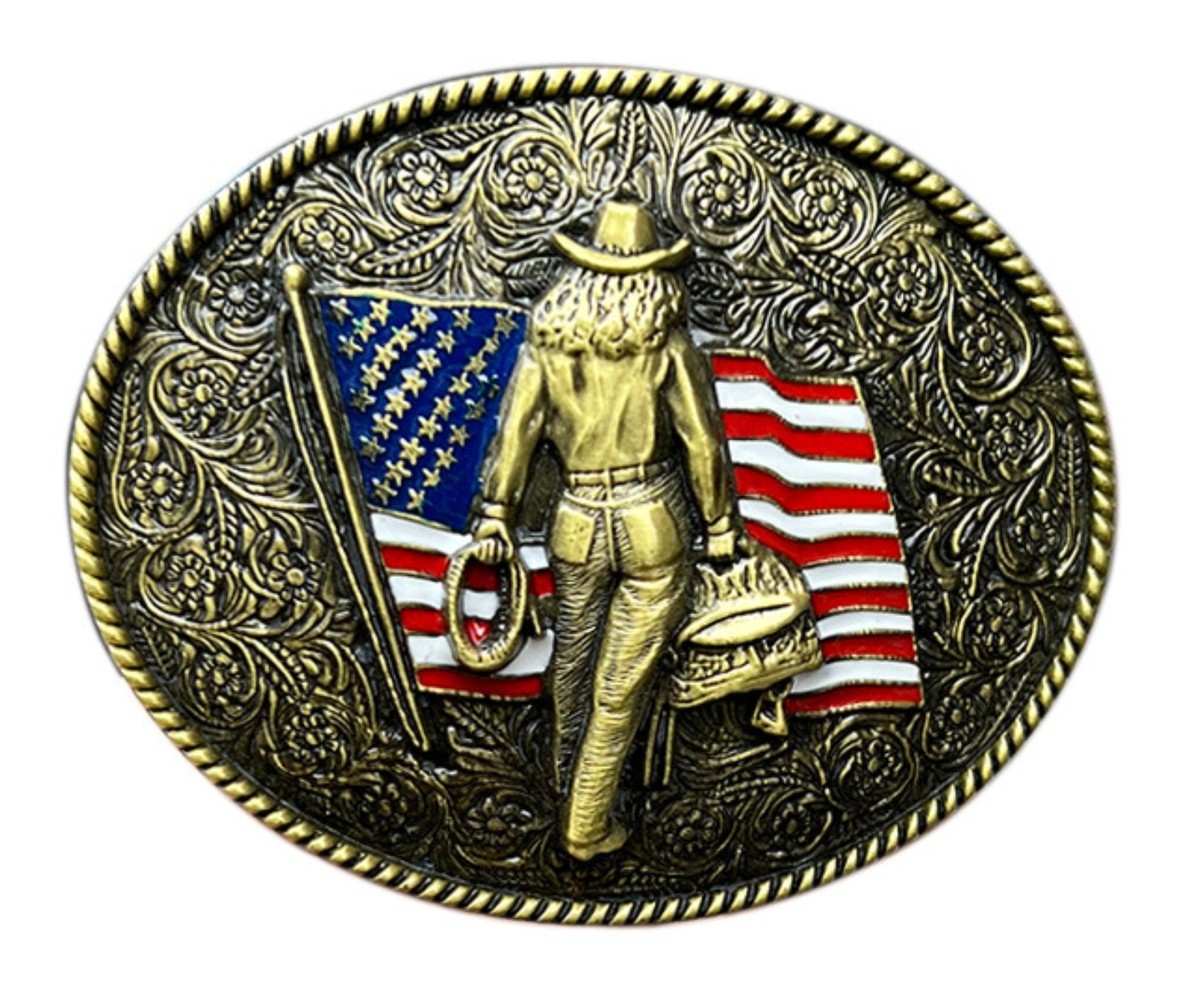 American Flag Belt Buckle for Cowgirl Cowboy Western Rodeo  display picture 3