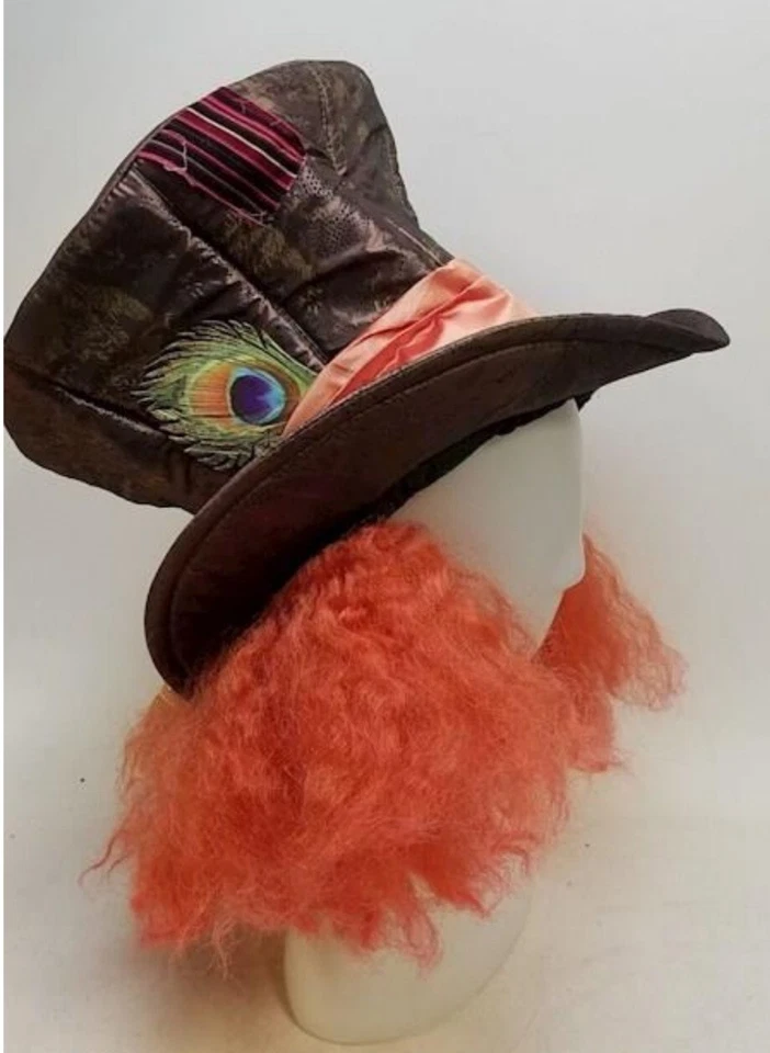 Disney MAD HATTER Sombrero Brocado Satinado CON PELO Alfileres Tamaño Adulto Ajustable Foto 2 de 4