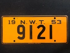 1953-54 Gen Mills Wheaties Tin Mini Bicycle License Plate North West Territories