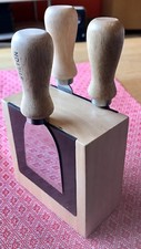 Coltelli magnetici per formaggio in legno blocco con 2 coltelli e 1 forchetta CONDIZIONI FANTASTICHE