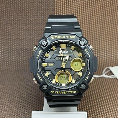 Casio AEQ-120W-9A Oversize Gehäuse Telememo Schwarz Analog Digital Sport Herr...