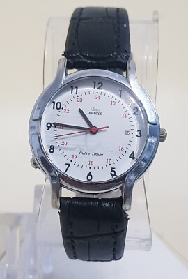 Vintage Timex Pulse Timer Indiglo Black Band White Dial Analog