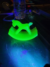 Vintage Depression Era VASELINE GLASS Ink Blotter Rocking Horse 