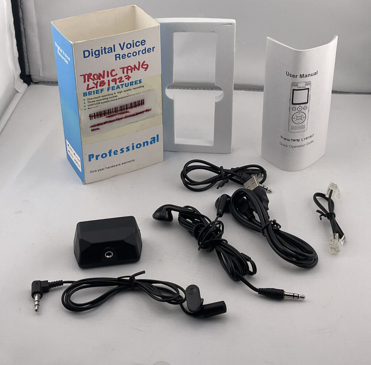 Digital Voice Recorder Accessory Lot Cables Earbuds Box NO RECORDER