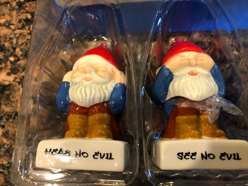 NEW Attractives Trio Magnetic Garden Gnome Salt Pepper shakers~Toothpick Holder - Picture 3 of 8