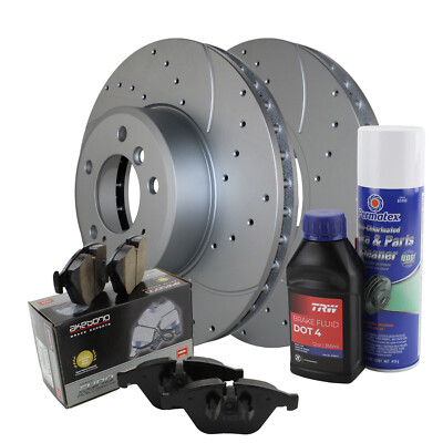 Front Brake Kit 324mm Drilled Disc Rotors & Akebono Ceramic Pads For BMW E60 E61