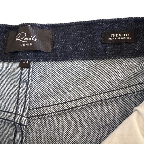 Jeans donna Rails The Getty High Rise gambe larghe blu patchwork, taglia 24 nuovo con etichette - Foto 7 di 12