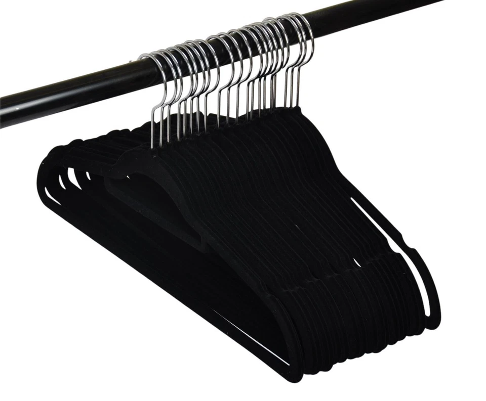 Kleiderbügel 20x 3er-Set antirutsch 360º drehbar Samtbezug Hosen Krawatte Gürtel - Bild 2 von 2