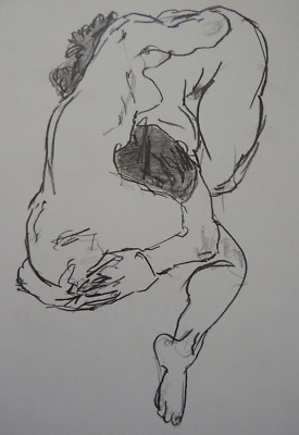Bleistiftzeichnung umarmt Paar nach Egon Schiele 2 Akt in Umarmungen Pose Studie