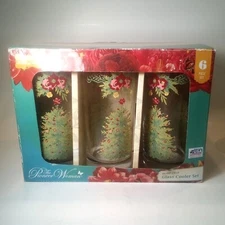 The Pioneer Woman Set Of 6 Christmas Holiday Cheer 16oz Glass Cooler Set