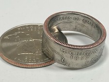 Michigan Coin Ring USA State Quarter 25 Cents Handmade Jewelry Custom Vintage