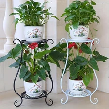 Double-Layered Metal Flower Rack Stand Multi-Layer Floor Standing Plant Display