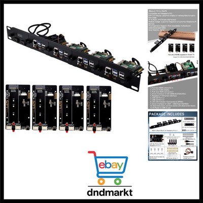 19 Zoll Rack-Halterung für Raspberry Pi 5 PCIe M.2 SSD Adapter 4 Boards