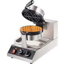 VEVOR Commercial Waffle Maker 1 Piece per Batch 1300W Round Waffle Iron Non-Stic