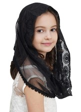 Veil for Girls Catholic Girls Chapel Veil for Mass Catholic Mantilla F06 bla...