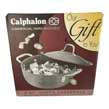 VINTAGE 141- 4Qt Calphalon COMMERCIAL 4QT Chefs Casserole Pot W/ Cast Stainless