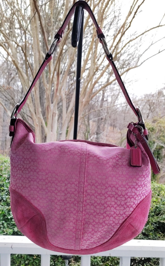 Coach MEDIUM Vintage 1461 Soho Pink Signature C Canvas w/Suede