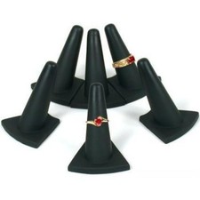 6 Ring Finger Stand Black Rubber Showcase Display Unit 2 1/8"