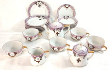 22 Piece Vintage Miniature Tea Set JAPAN Porcelain Hand Painted Purple Floral