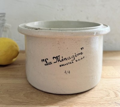 Vintage französischer Steinzeug Einkochtopf 'La Menagère' Confit Butter Paté Kräuter