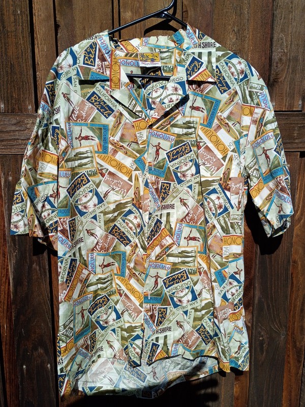 Winnie Fashions Hawaiian Shirt Cotton, XL Surfs Up
