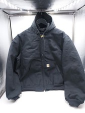 Men's XL Carhartt Black Quilted Hooded Jacket OJ0140-M Loose Fit L1-C7