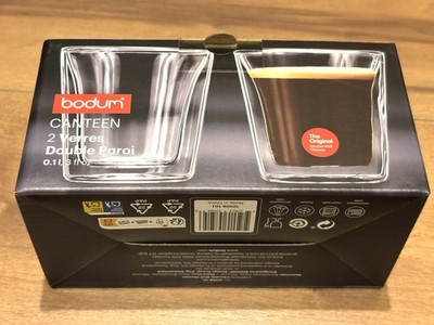 BODUM Canteen Double-Wall Glasses, 100ml, Set of 2 Heat-Resistant 10108-10