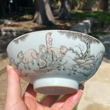 Antique Chinese Grisaille Enamelled Porcelain Bowl 19th/20thC