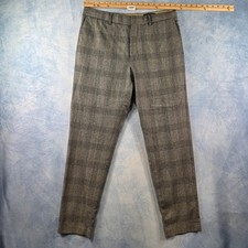 Banana Republic Vitale Barberis Canonico Wool Flannel Plaid Pants Grey 33x32