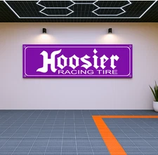 Hoosier Racing Flag Banner 71x24" Garage Wall Decor for Car Fans