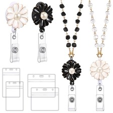 2 Set Beaded Badge Lanyard with ID Holders for Christmas Gift Badge Reels Ret...