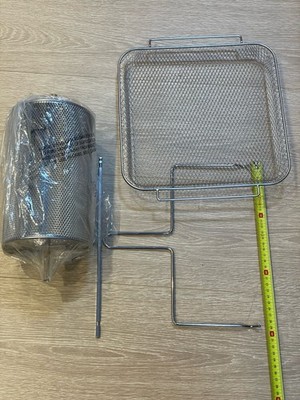 Set Of Stainless Steel Grill Roaster Oven Basket Tray Rolling Cage Accessories