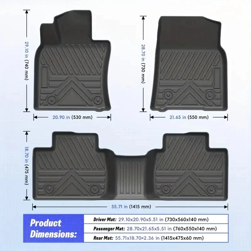 Alfombrillas TPE para todo tipo de clima para Toyota Corolla sedán 2020-2025, primera y segunda fila lin Foto 2 de 4