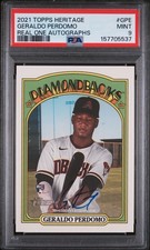 2021 Topps Heritage Geraldo Perdomo Real One Auto #GPE PSA 9 RC Rookie Card. rookie card picture