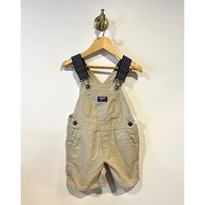 NWT Oshkosh B'gosh Tan Khaki Short Bib Overalls 2T
