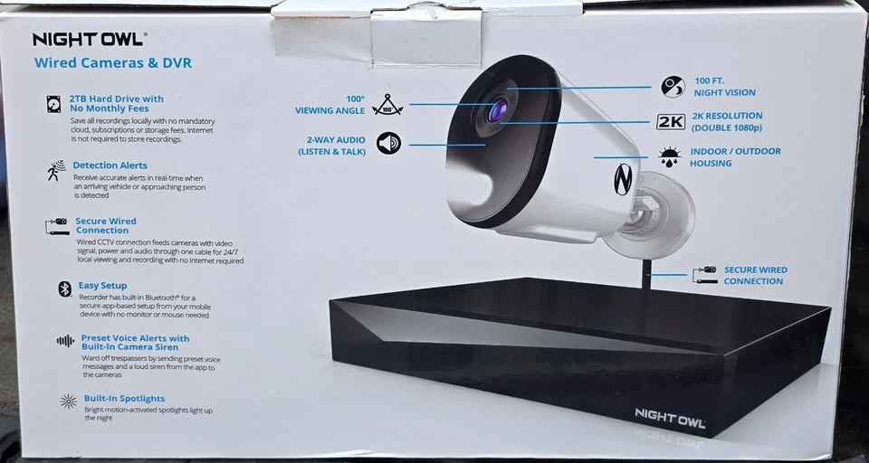 Night Owl 2K HD Wired Security System, 8 Cameras with 2 Way Audio, 2TB Harddrive - Image 3 of 4