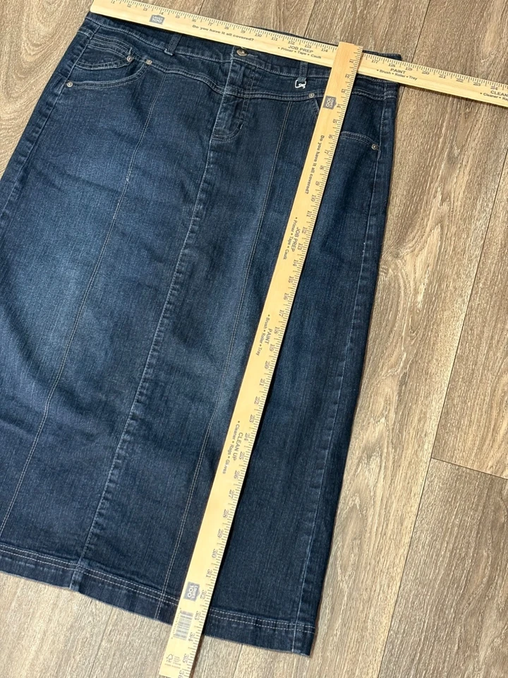 Style&co MUJER TALLA GRANDE VAQUERA LARGA MAXI FALDA TALLA 16 BOLSILLOS CONTROL ABDOMEN STRE Foto 4 de 4