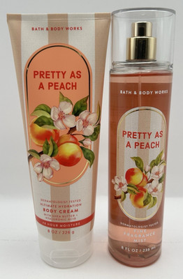 Bath & Body Works Pretty As A Peach Gift Set Full Size Body Cream Fragrance Mist