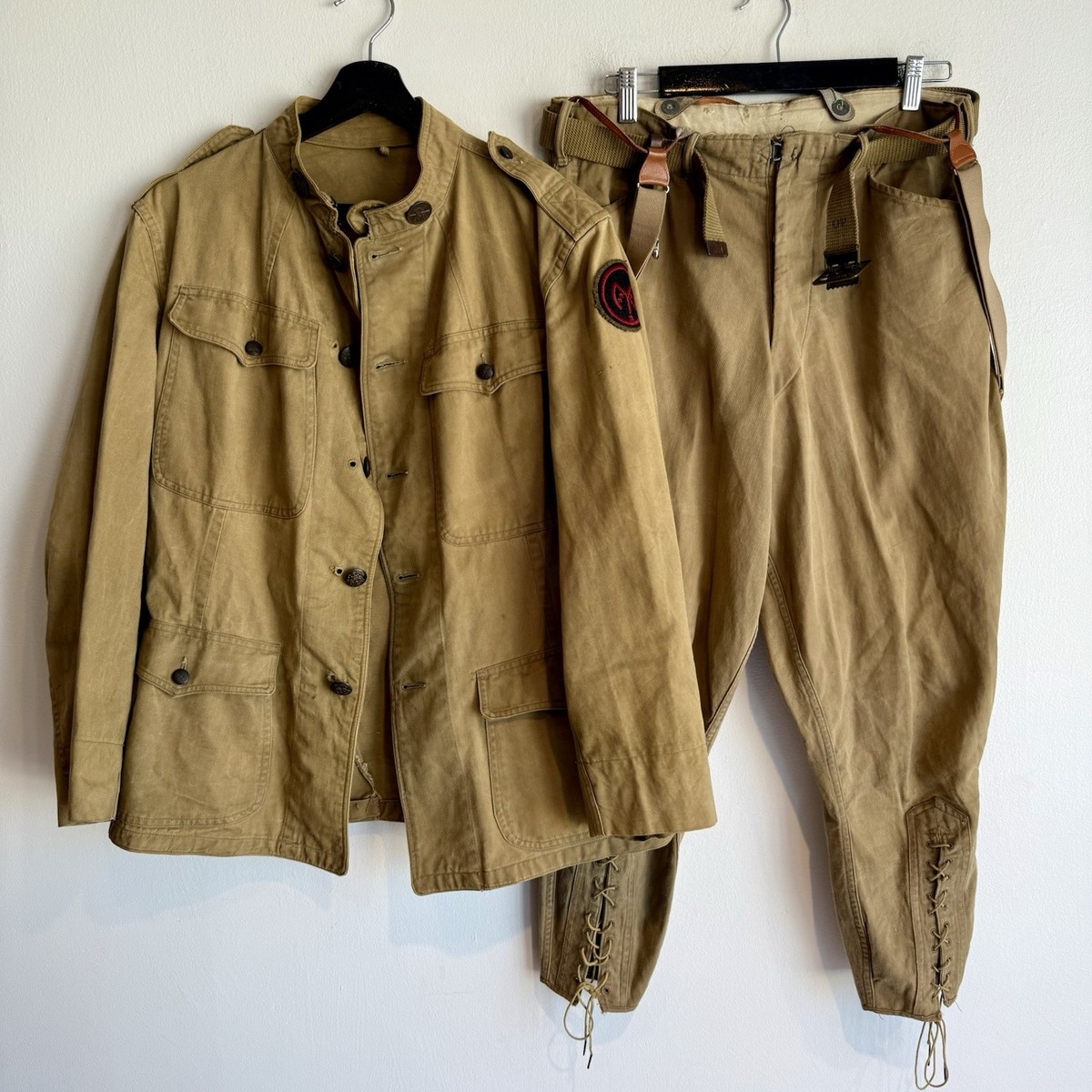 Original WW1 US Army Uniform Set Tunic Pants Suspenders Patched