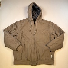 Wolverine Insulated Work Jacket RN#119414 Size Large Brown Hooded Zip Chore EUC