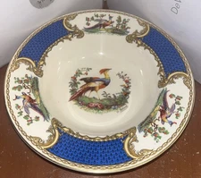 Vintage Myott Staffordshire England Porcelain "Chelsea Bird" Dinner Bowl, Blue