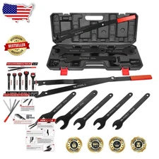 Heavy Duty Fan Clutch Tool Kit - 5 Wrenches 22-51mm, Pulley Holder, Forged Steel