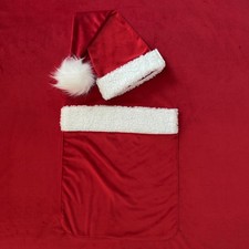 Newborn Baby Blanket Cozy Props Red Accessories Furry Hat Props Photo Pocket