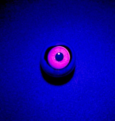 .89” “Pink Matrix” UV Glow .999% Fine Silver Fume Spiral Glass Art Eyeball USA - Image 1 of 4