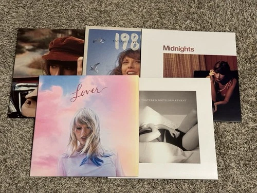Lot of 5 Taylor Swift Vinyl Records Red, 1989, Midnights, Lover, tortured poets