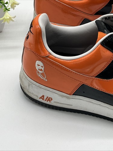Size 11 - Nike Air Force 1 Premium Halloween Skeleton Embroidered Orange Black - Picture 4 of 17