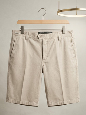 TELERIA ZED Roger Stone Beige Bermuda Shorts Stretch Cotton Slim Fit 36 (EU 52)