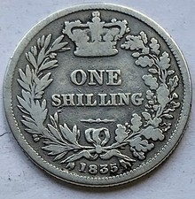 1835 William IV One 1/- Shilling Coin 9.25 Silver Very Fine Collectable Grade