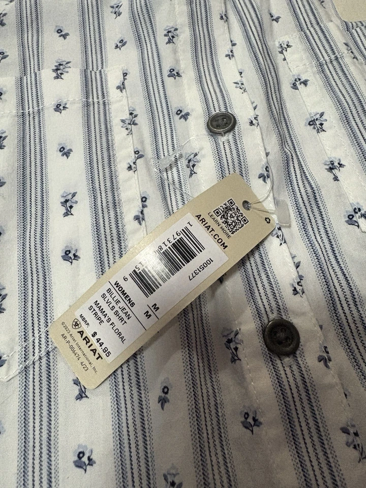 Camisa xadrez ocidental feminina Ariat REAL ajuste descontraído sem mangas floral média - Imagem 4 de 4