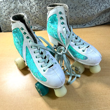 Crazy Skates Disco Glitz Roller Skates White Womens Size 9 - Men Size 8
